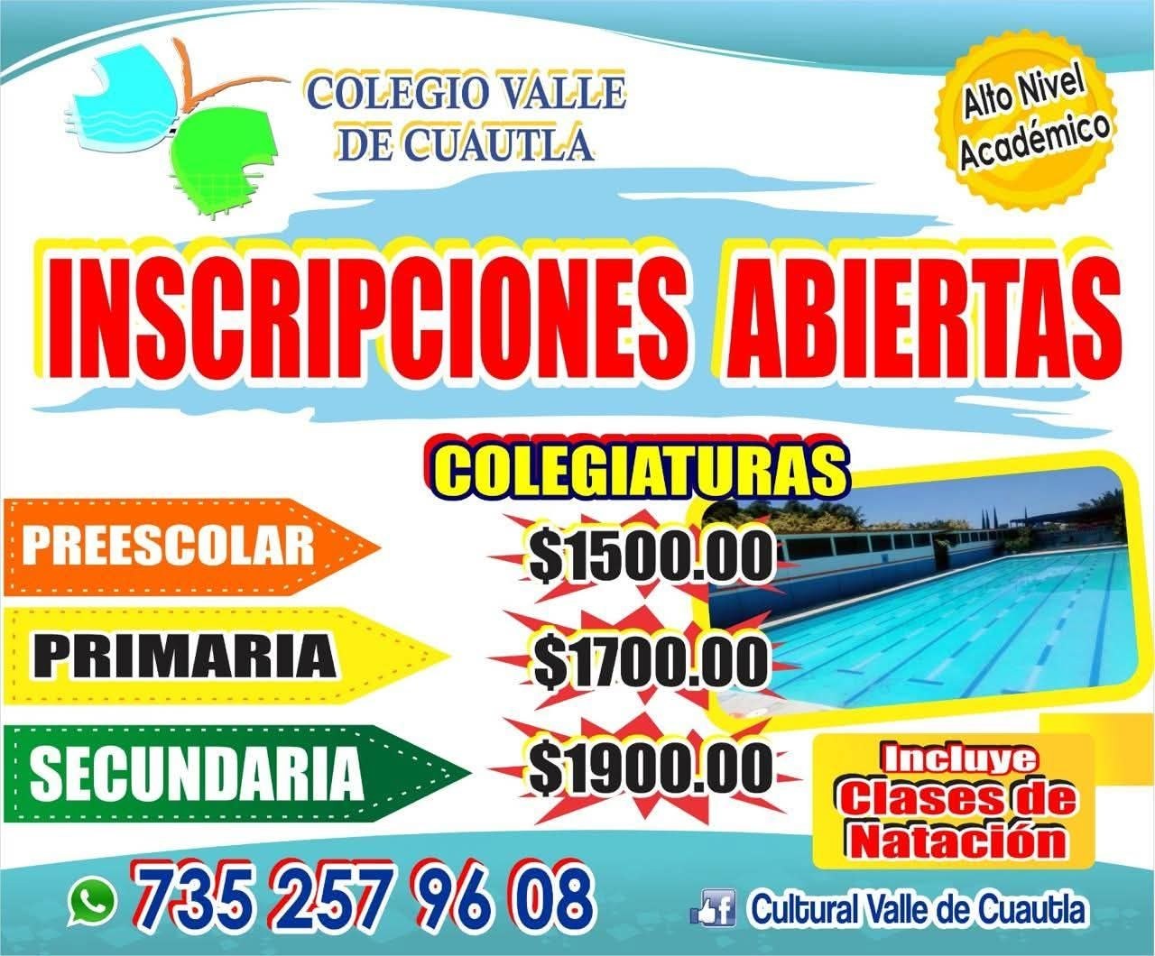 Inscripciones abiertas Colegio Valle de Cuautla